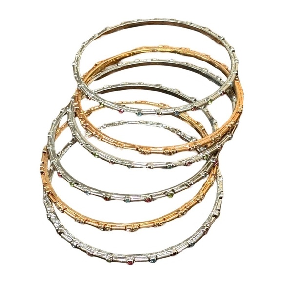 Bangle bracelet silver and gold tone rhinestone-Set - Picture 1 of 9